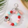 Silicone Beaded Bracelet Keychain with Tassel