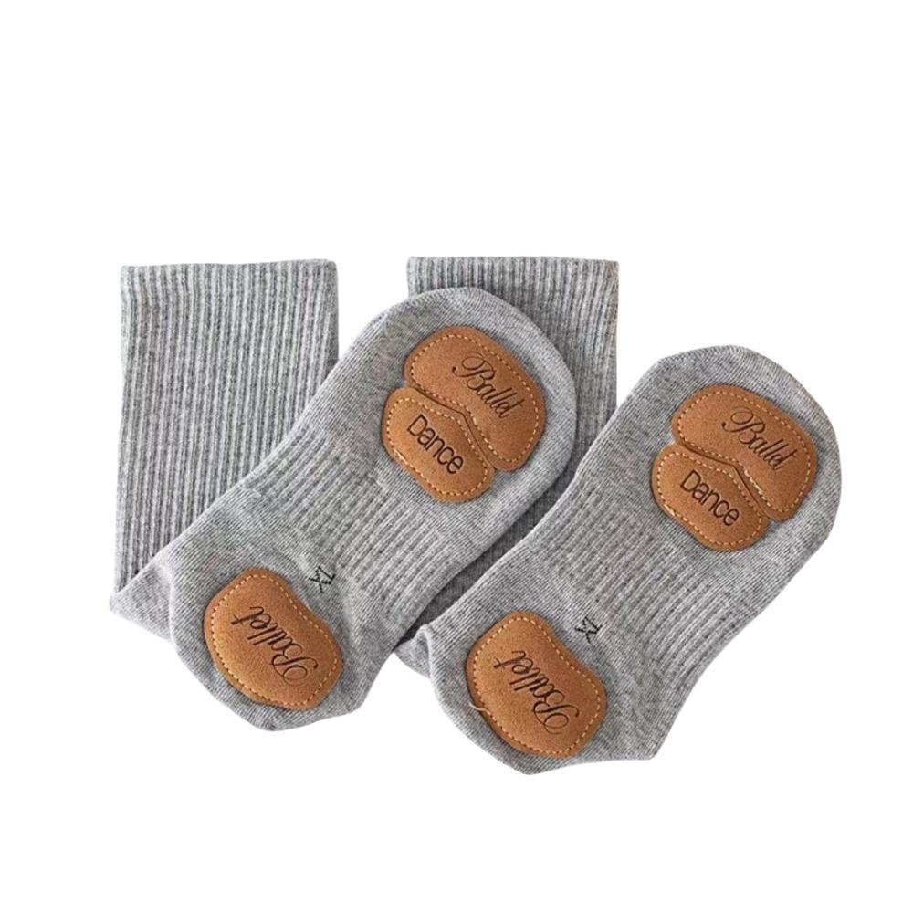 With Sole Pad Dance Socks Solid Color Women Socks Comfort Slipper Socks  Outdoor EU22-26 серый