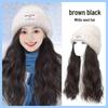 Women's Autumn/Winter Fashion: Wool Hat with Integrated Realistic Wavy Long Curly Hair, Full Coverage