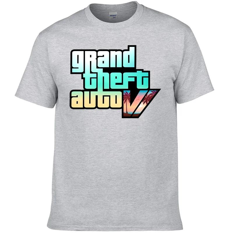 

Летняя новая мужская футболка 2023 года с принтом Grand Theft Auto Gta Game, футболка из 100% хлопка с круглым вырезом и короткими рукавами F118 XL чёрный