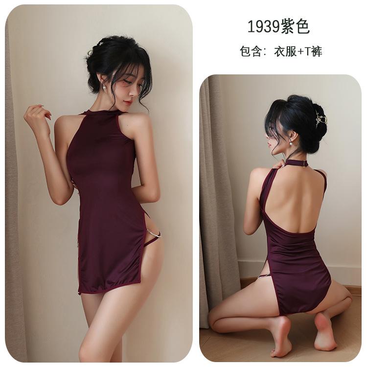 Sex Underwear Sexy Backless Temptation Neck Slim Empty Nightgown Pure Desire Uniform Suit