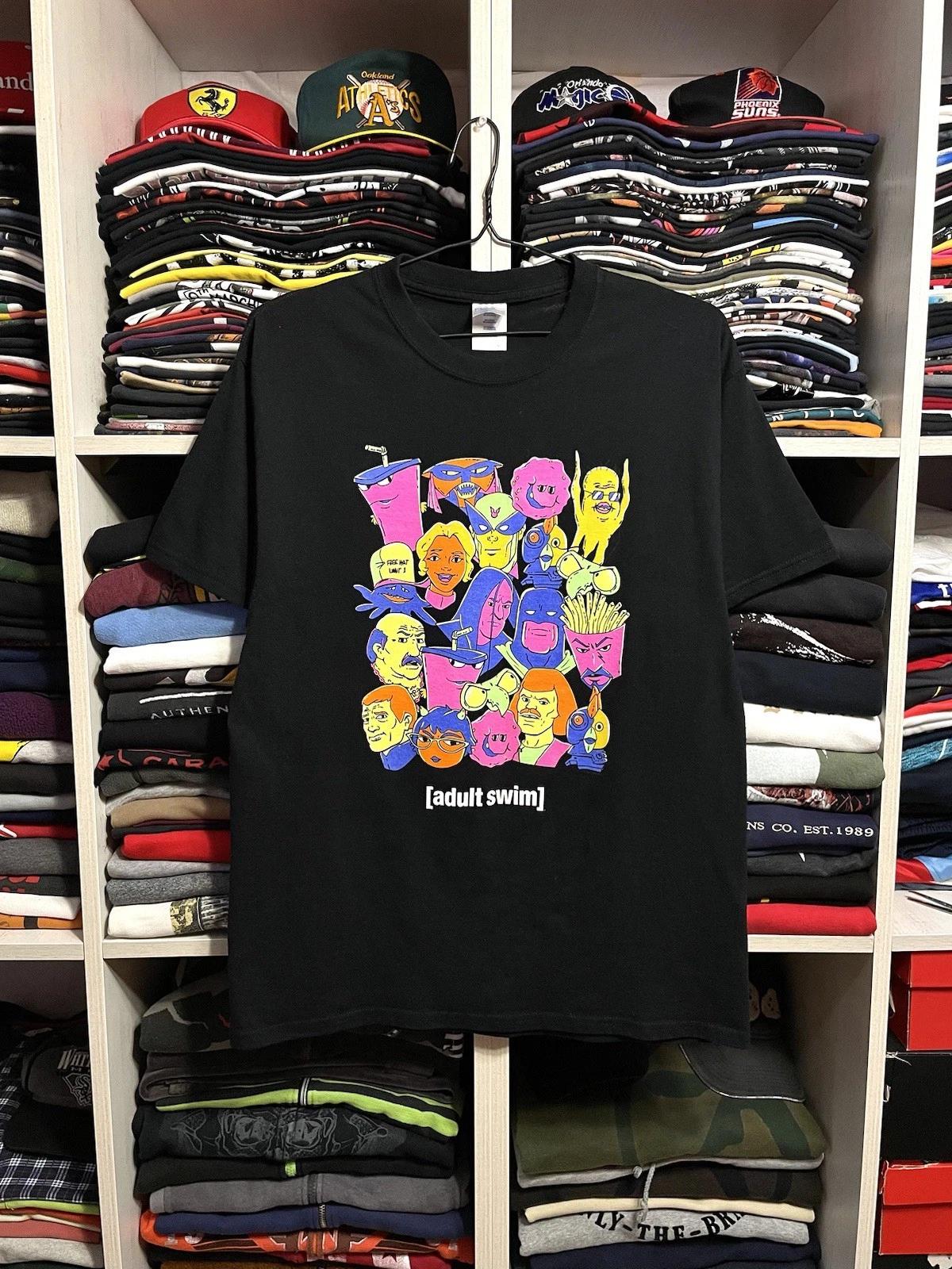 Vintage Y2K Adult Swim Cartoon Network TV Show Promo T-Shirt Size L Black 2XL