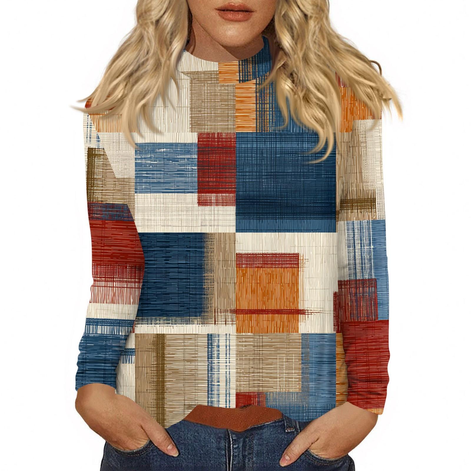 

Женский повседневный топ с длинным рукавом и средним воротником L оранжевый