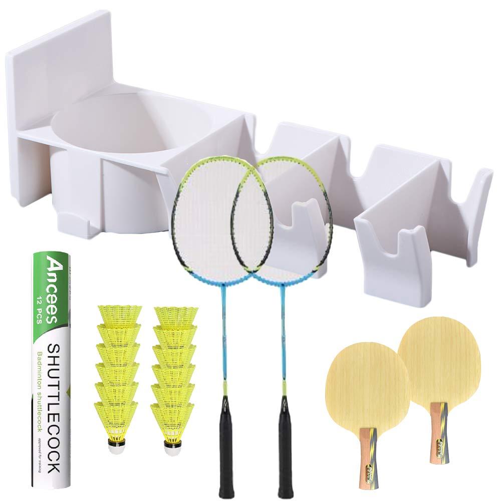 3-Slots Badminton Racket Holder Wall Mounted Ball Storage Rack Tennis Racket Hanger  Gym