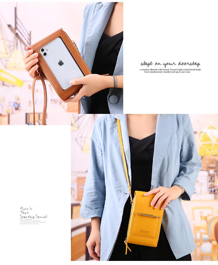 Women's Cute Crossbody Touchscreen Phone Bag – Fashionable Vertical Small Mobile Phone & Wallet Holder