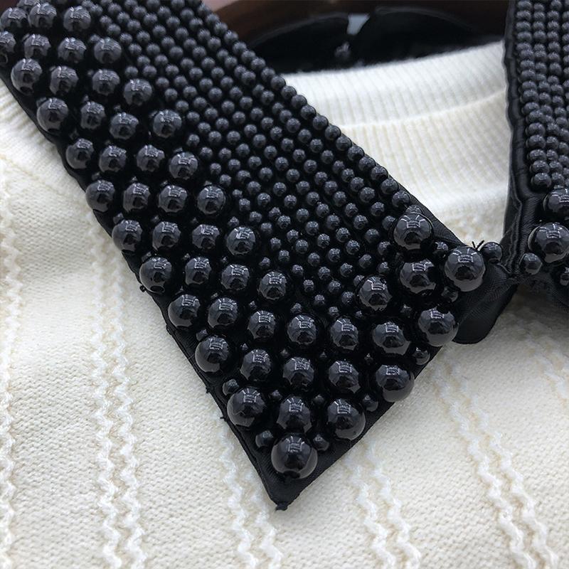 Women Pearl Fake Collar Retro Lace Beaded Collar Choker Necklace Party Bride Clothing Accessories Sweet Detachable False Collar