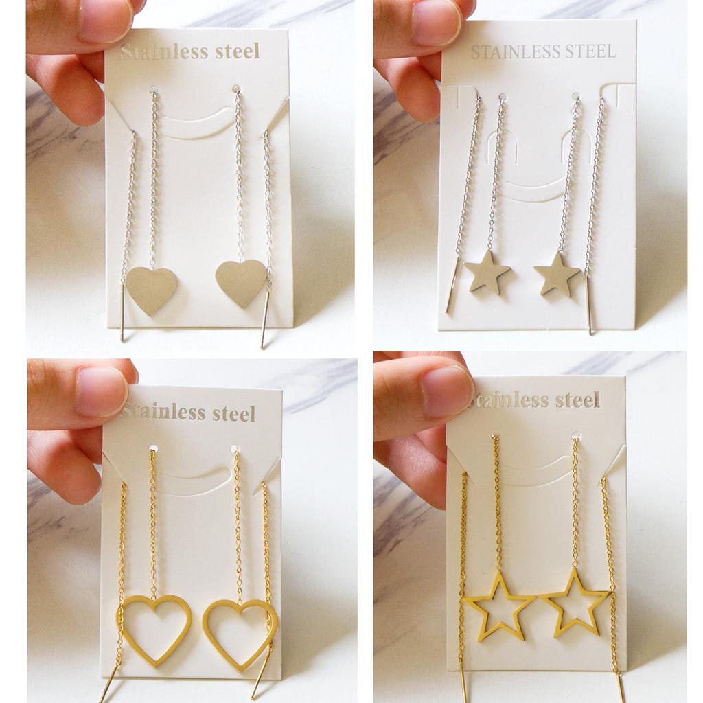 1Pairs Danles Pendants Drop Earrings Stainless Steel 18k Gold Plated Tassel Chains Long Earrings for Women Accessories Party