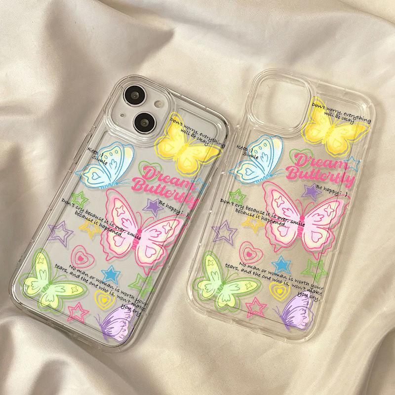 Color butterfly iPhone15ProMax mobile phone case 14Pro Apple 12/11 premium sense 13 Internet celebrity soft case xs