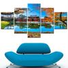 5Pcs Byodo-in-Temple-Japan-Landscape-Painting Canvas Wall Art Set Aesthetic Living Room Decor Home Decoration Photo