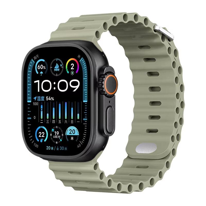 Silicone Ocean Strap For Apple Watch Band Ultra 3/2 49mm 46mm 45mm 42mm 44mm 41mm Sports Bracelet iWatch 11 10 9 8 7 6 5 SE band