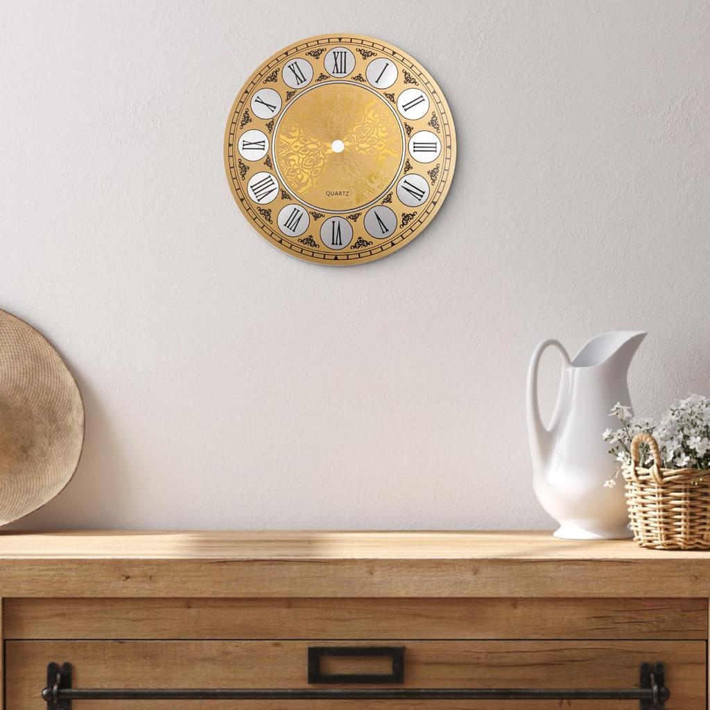 Aluminium Wall Clock Dial Face, 7 inch Diameter Arabic/Roman Numeral Clock Dial Face Replacement Parts, DIY Wall Clock for Bedroom Living Room Home