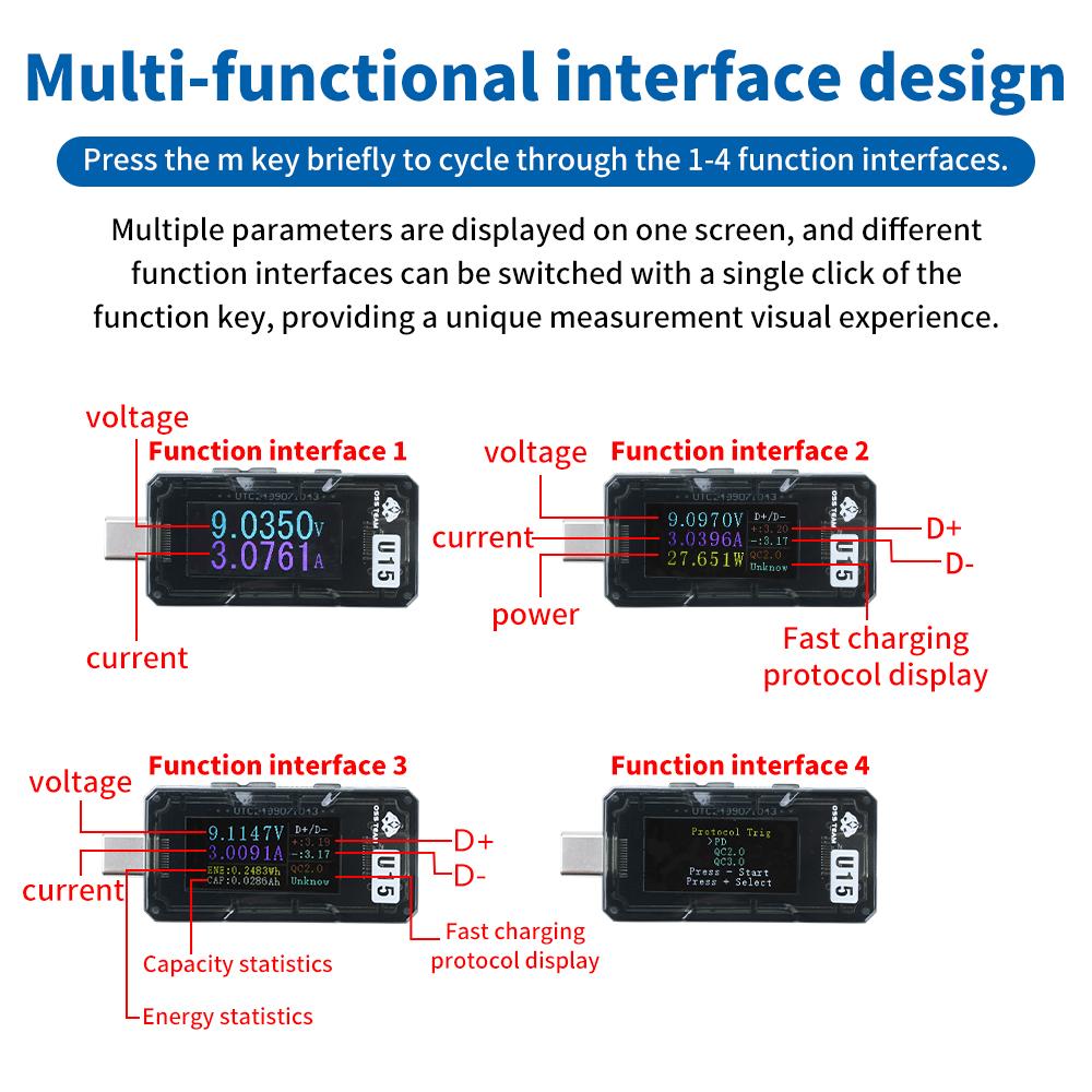 DC4-25V Fast Charging Tester Type-C/USB PD/QC2.0/QC3 High Accuracy Voltage Current Inspection Trigger Capacity Tester