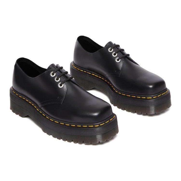 Dr. Martens 1461 Quad Squared Leather Thick Sole Low Top Casual Shoes Unisex Casual Shoes Black 31299001