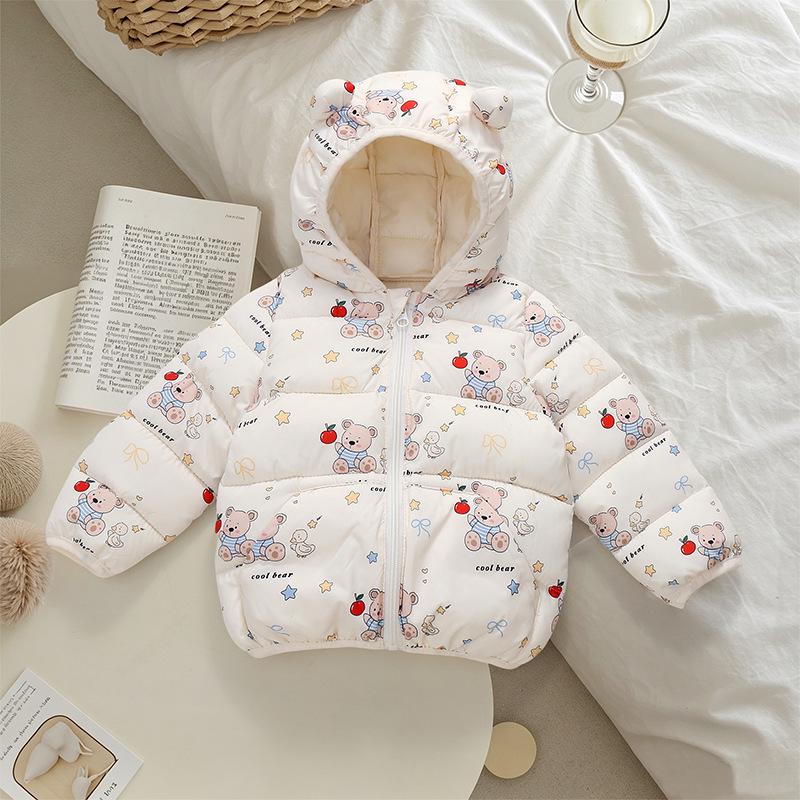 Kids' Cartoon Cotton Jacket with Ears - Short Style for Boys & Girls, Autumn/Winter Outerwear