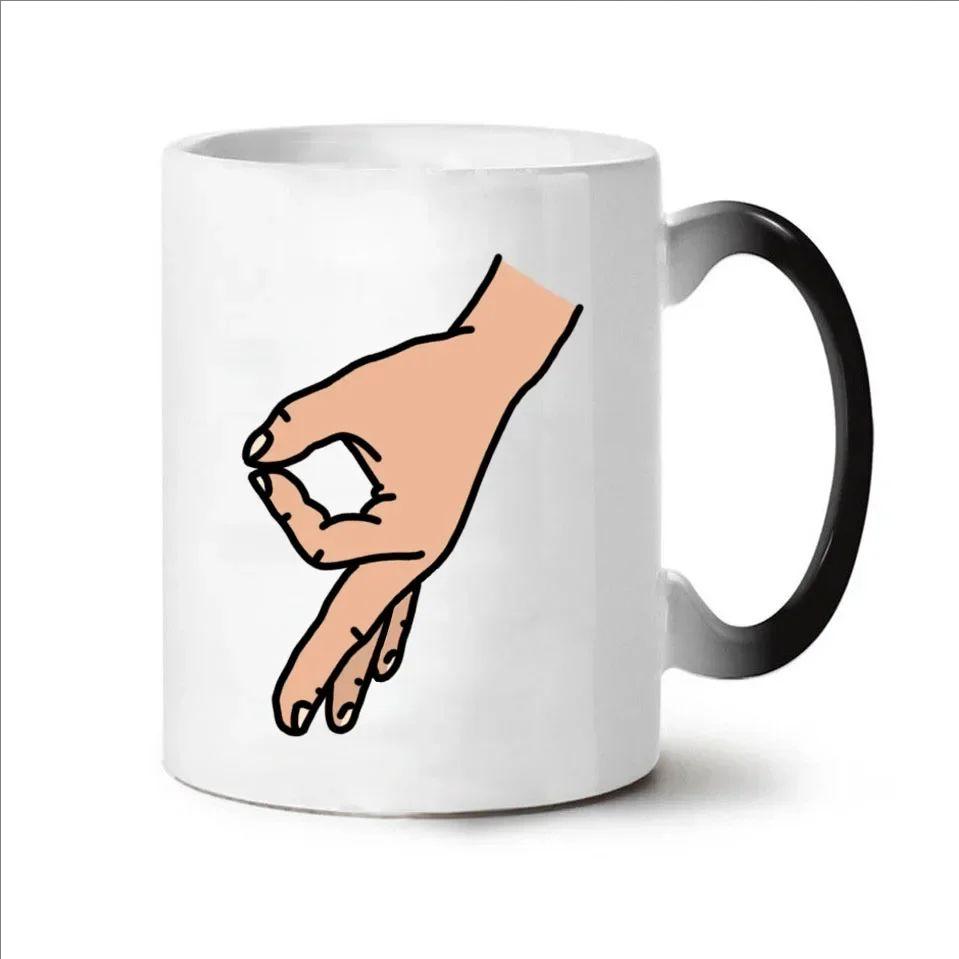 

Magic Coffee Mugs Friends Gifts Temperature Heat Sensitive Creative OK Color Changing Cup Mug Kawaii Cups Unusual Tea Cup Travel 301-400ml чорний