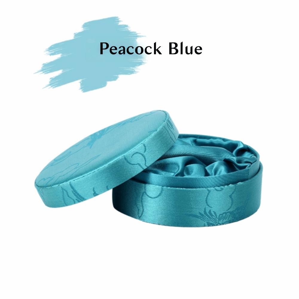 Round Shape Brocade Jewelry Box Chinese Style Silk Lined Jewelry Box for Bracelet Bangle Storage