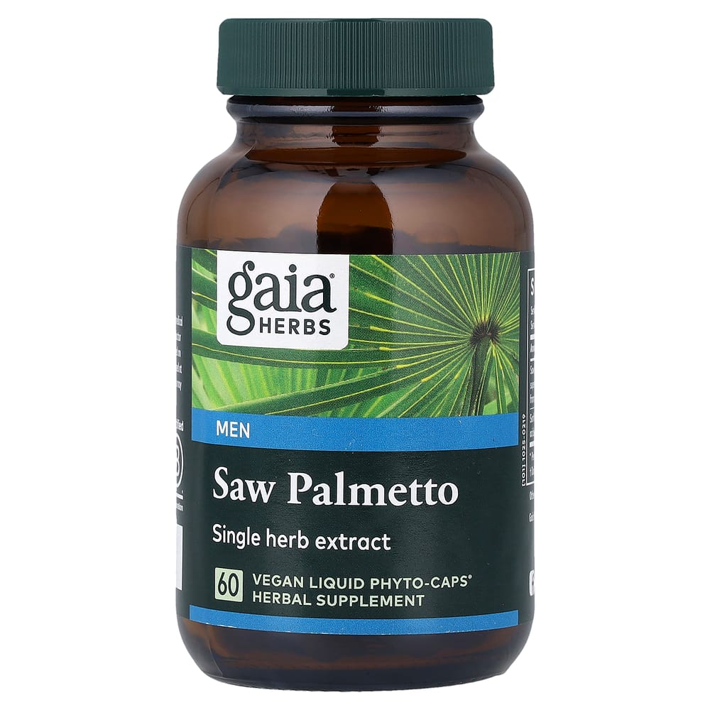 Gaia Herbs Men's Saw Palmetto Vegan Liquid Phyto-Capsules, 60 Count