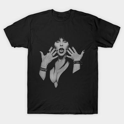 Heren Zwart Print T-shirt Super Groot T-shirt Elvira Meesteres van de Duisternis Geen-Cut Transferpapier Print Katoenen T-shirt