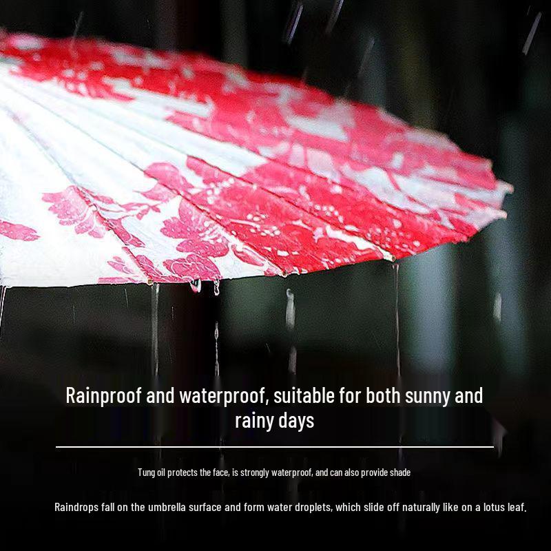 Handmade Jiangnan Oiled Paper Umbrella: Rainproof Tung Oil Umbrella for Hanfu & Cheongsam Decor