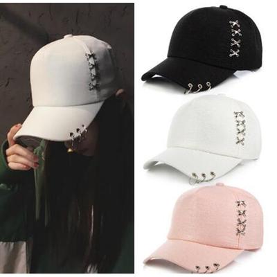 Men Women Fashion Adjustable Metal Rings Casual Baseball Cap for Lovers