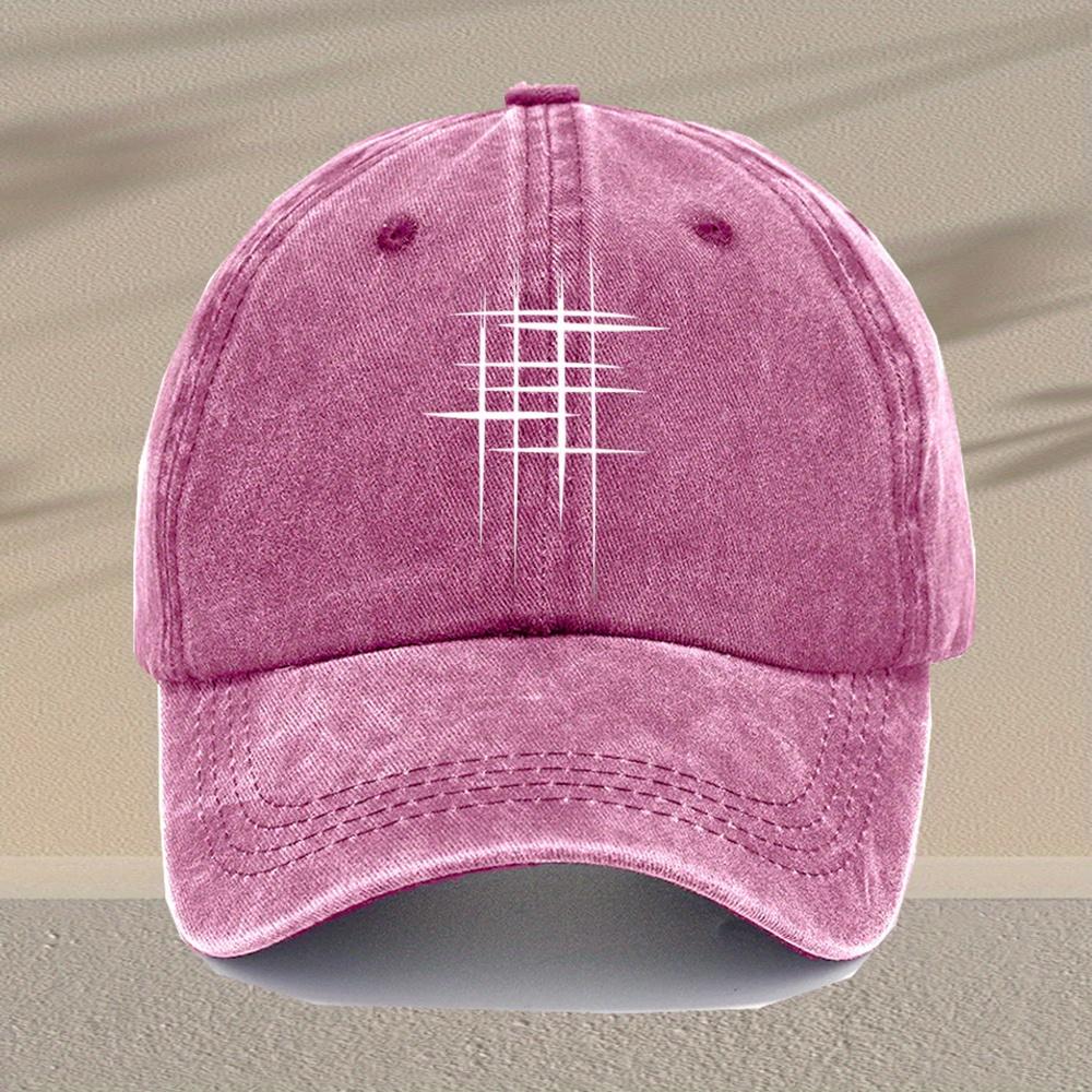 Mens Vintage Washed Baseball Cap Adjustable Lightweight Retro Geometric Line Print Design Casual Hat for Casual Attire Mult