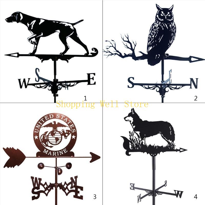 KX4B Retro Farm Scene Garden Stake Weathervane Professional Measuring Tools Patio Yard Vintage Garden Direction Signs