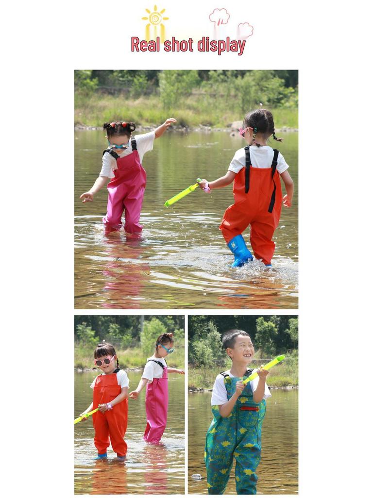 Kids' Waterproof One-Piece Waders for Sand, Water Play, and Rain with Boots