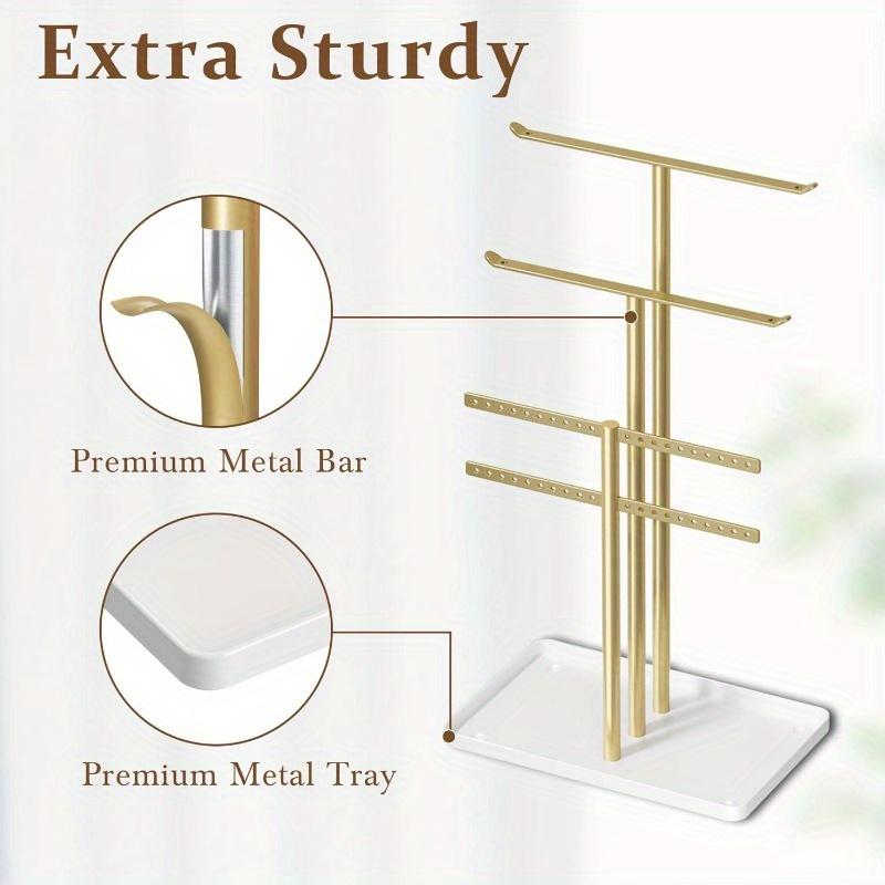 1PC Jewelry Stand Holder Organizer: 14.5" Sturdy Hanger for 80 Pcs Jewelry, Gift for Women, Gold Jewlery Tower for Necklace