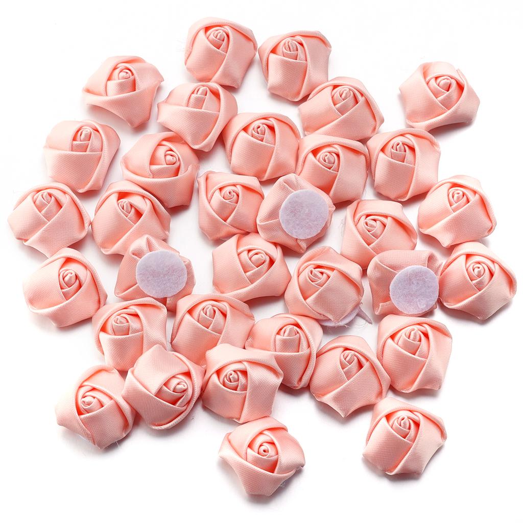 20pcs Satin Fabric Rose Flowers Colorful Handmade Satin Ribbon Flower Bud For DIY Wedding Party Clothing Headwear Decor Supplies