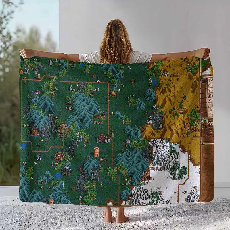 Classic Game Heroes of Might and Magic Map Flannel Blanket,Soft Plush Throw for Home Bedroom Bed Sofa Cover Camping Picnic gift