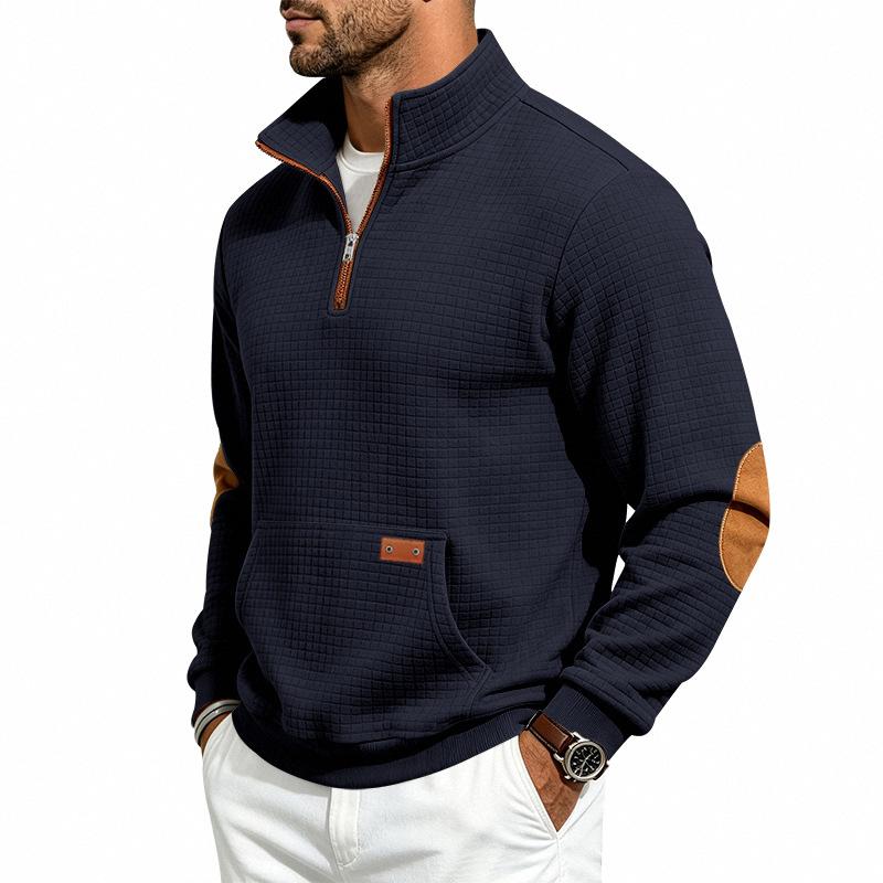 Men's Vintage Half Zip Sweatshirt Stand Collar Relaxed Fit Casual Autumn Winter Pullover