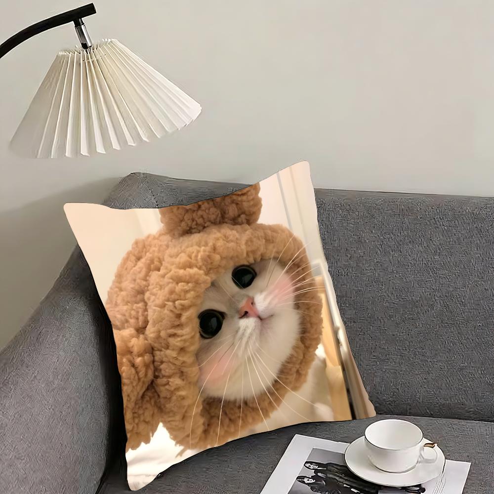 Cute Pet Animal Cushion Cover Reversible Plush Pillow Cover – For car, sofa, bedroom, perfect as a gift.