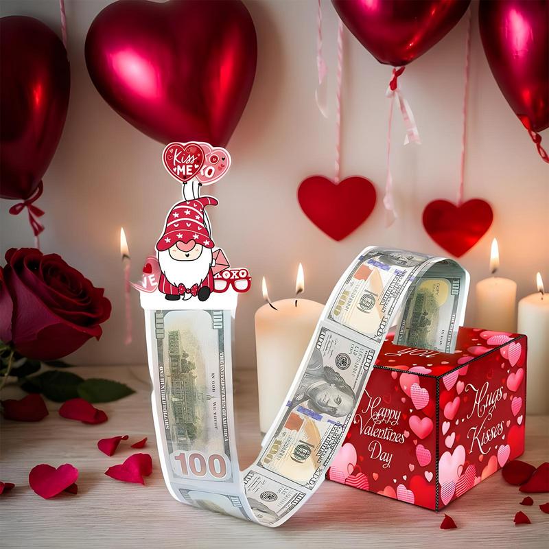 Valentine's Day Money Box Love And Gnomes Theme Valentine's Day Money Draw Box Reusable Paper Valentine's Day Money Pull Box For