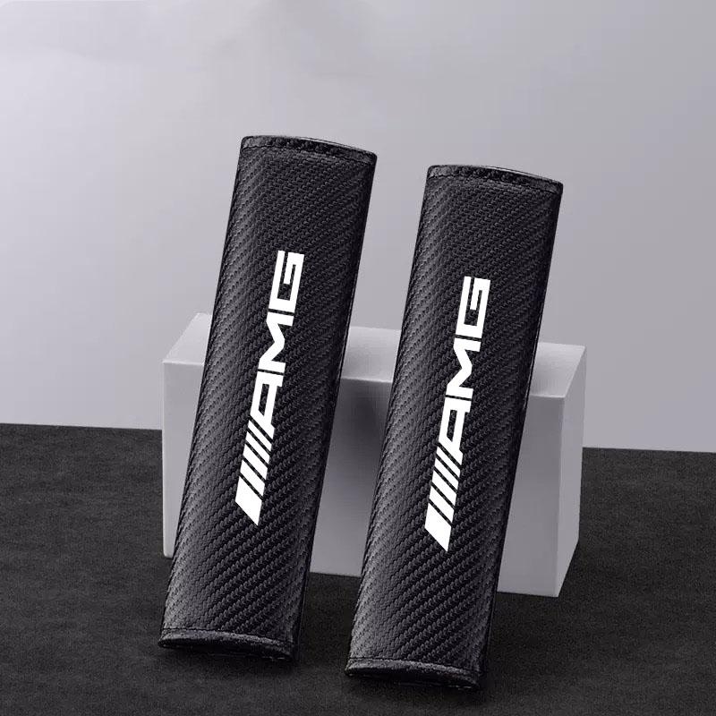 2Pcs Carbon Fiber Seat Belt Shoulder Cover Protection Pads for Mercedes Benz AMG W211 W212 W201 W210 W168 W220 Auto Accessories