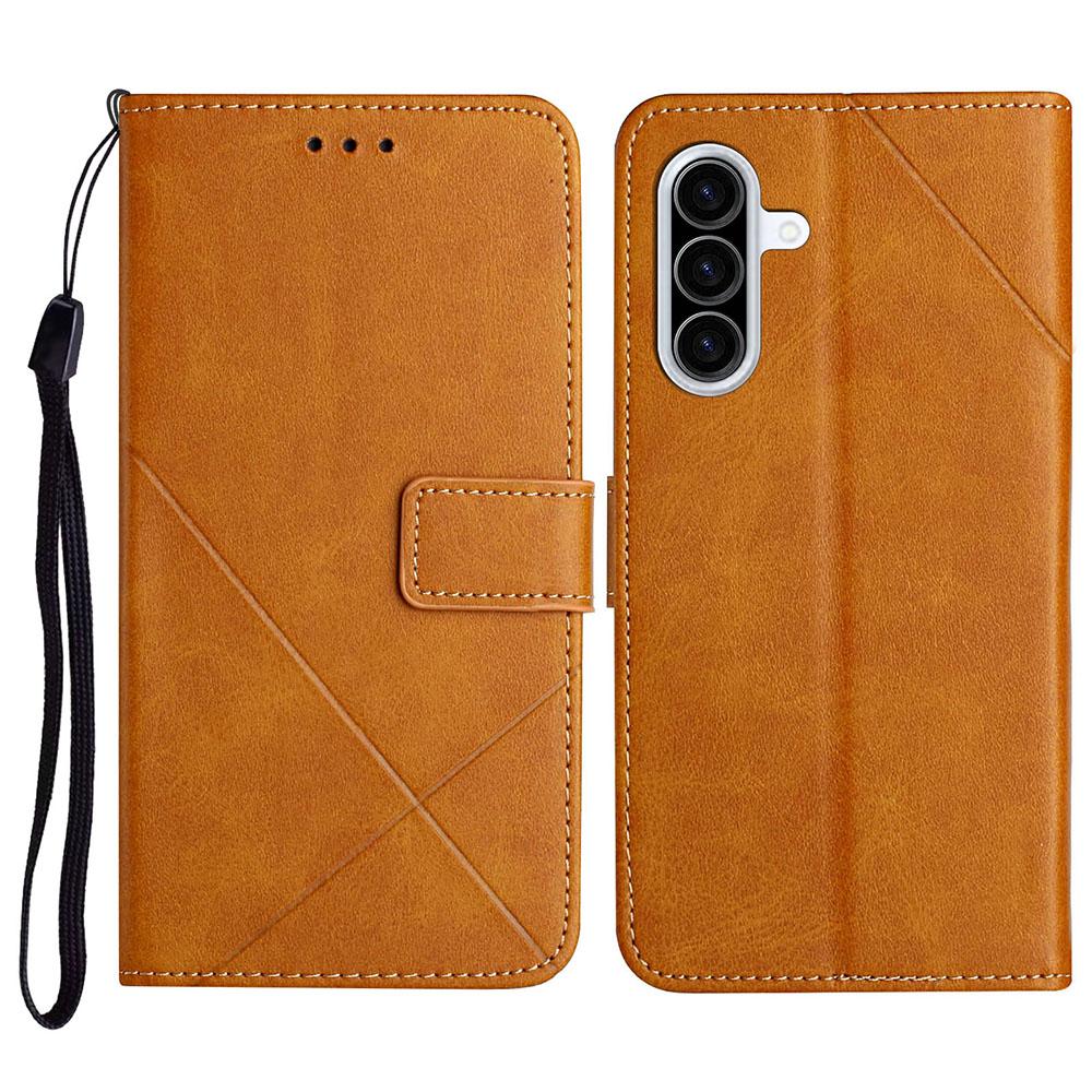 For Samsung Galaxy A37 5G Case Line Pattern Wallet Leather Phone Cover with Wrist Strap