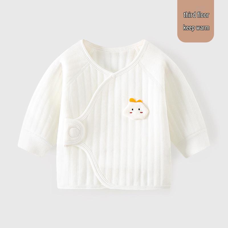 Tagless Pure Cotton Newborn Half-Back Clothes, Monk Style Top for Boys & Girls, Autumn/Winter Pajamas