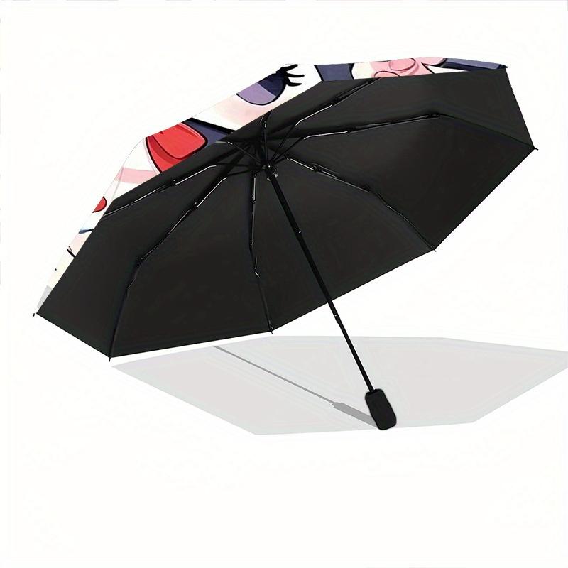Maid Kuromi Automatic Folding Umbrella - 3 Folding Design, Vivid Cartoon Pattern, Suitable for Outdoor Activities, A Gift for Fans In All Seasons.Y063