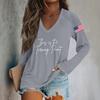 Women's Fashion Casual Long Sleeve Halloween Printed V-Neck Top