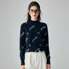 Paro Women's 100% Cashmere Semi-High Collar Letter Jacquard Sweater