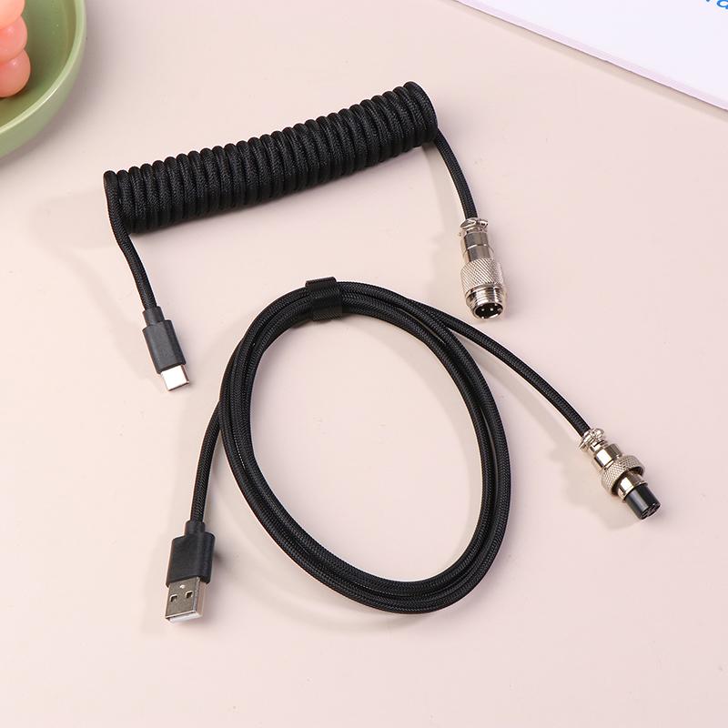 Mechanical Keyboard Coiled Cable Wire Type C USB Port Wire Mechanical Keyboard Aviator Desktop Computer Aviation Connector