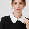 Gerüschte weiße Chiffonbluse mit Stehkragen – Damen stilvolles und professionelles Oberteil