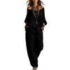 Summer Casual Loose LinenSleeve Top  Wide Leg Pants Set