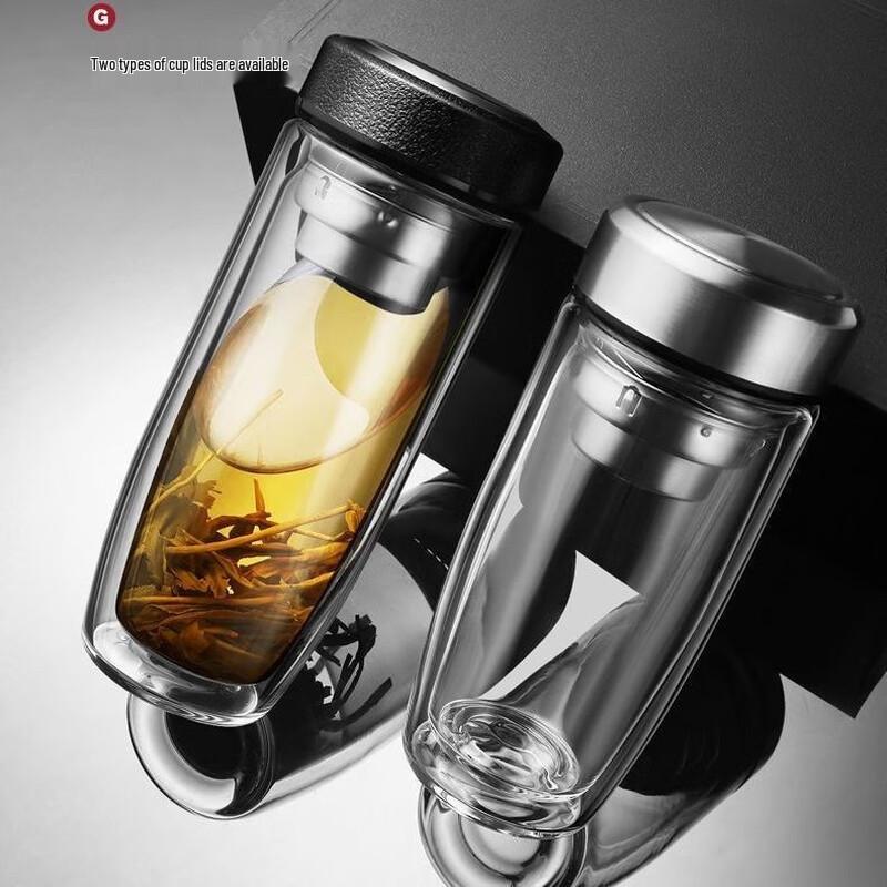 Junshenshi Double Wall Insulated Glass Mug 400ml