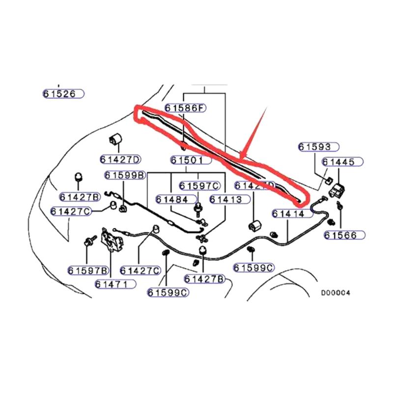 M63K-Rear Hood Weatherstrip Seal Strip MR437091 For Mitsubishi MONTERO V75,77W Long Wagon 2000-2006 Replacement Spare Parts