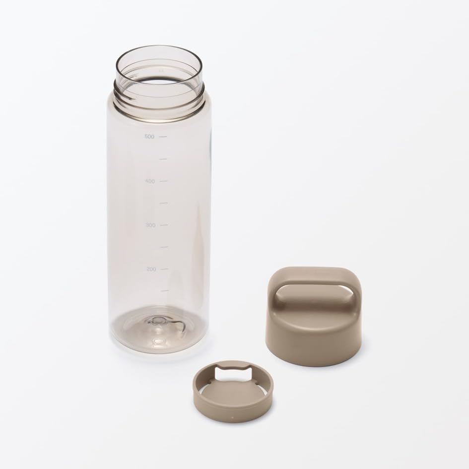 MUJI Easy-to-Carry Graduations Drink Bottle, Sand Beige, Approx. 500ml