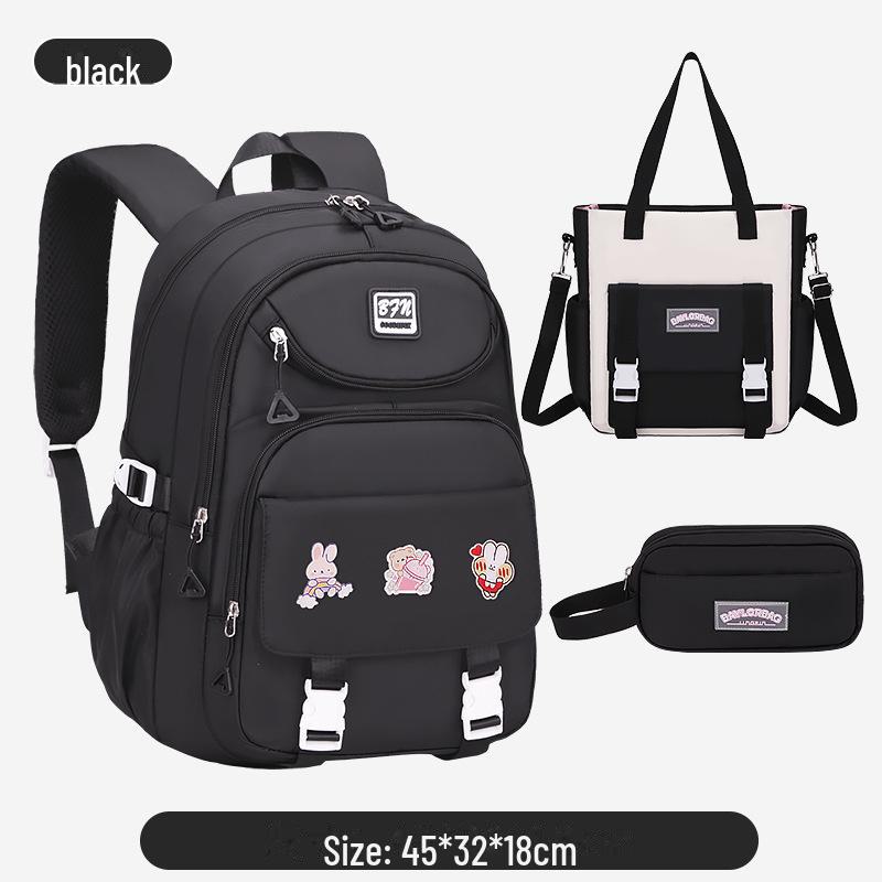 Large Capacity Backpack for Junior and Senior High School Students, Girls, Grades 3-6-9 with Burden-Reducing Design