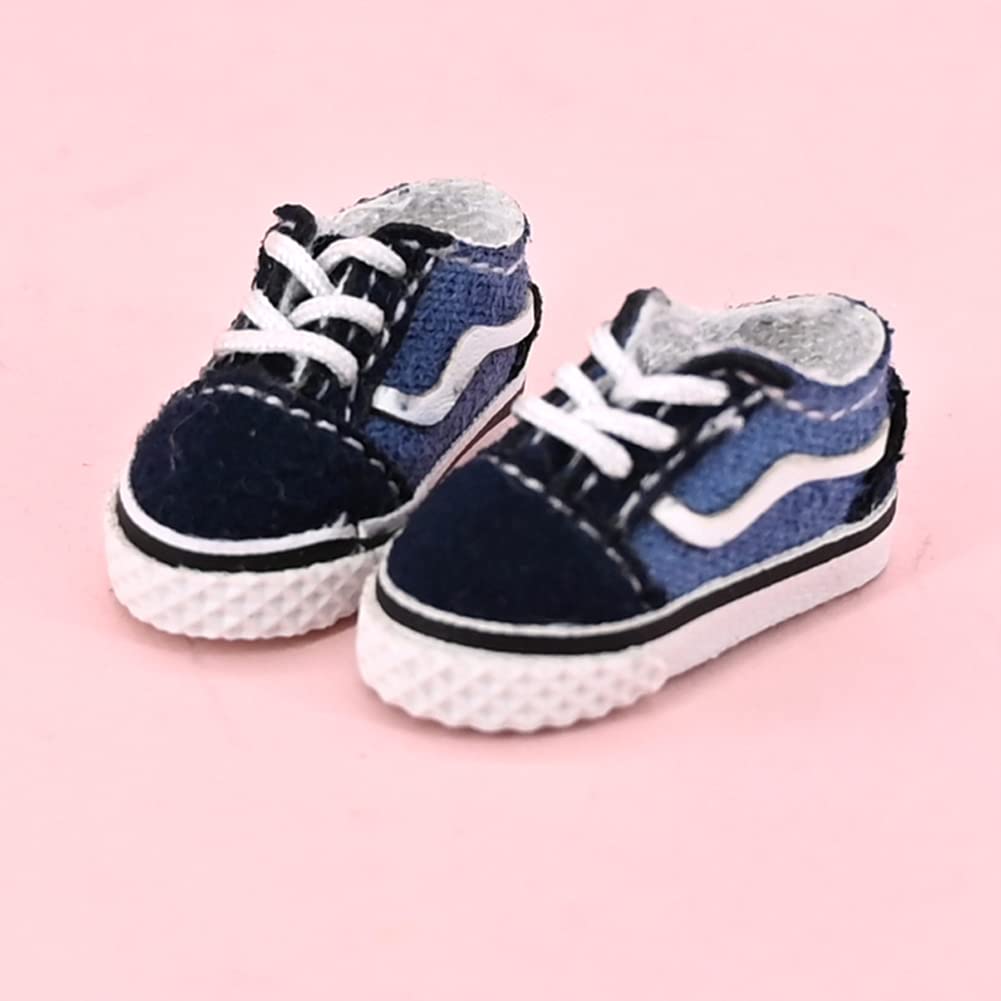 rakulifey Obitsu 11 Shoes, OB11 Shoes for Obitsu Doll 11cm, Sneakers, 1/12 BJD Doll Shoes, 3 Colors, Gift (Black + Blue)