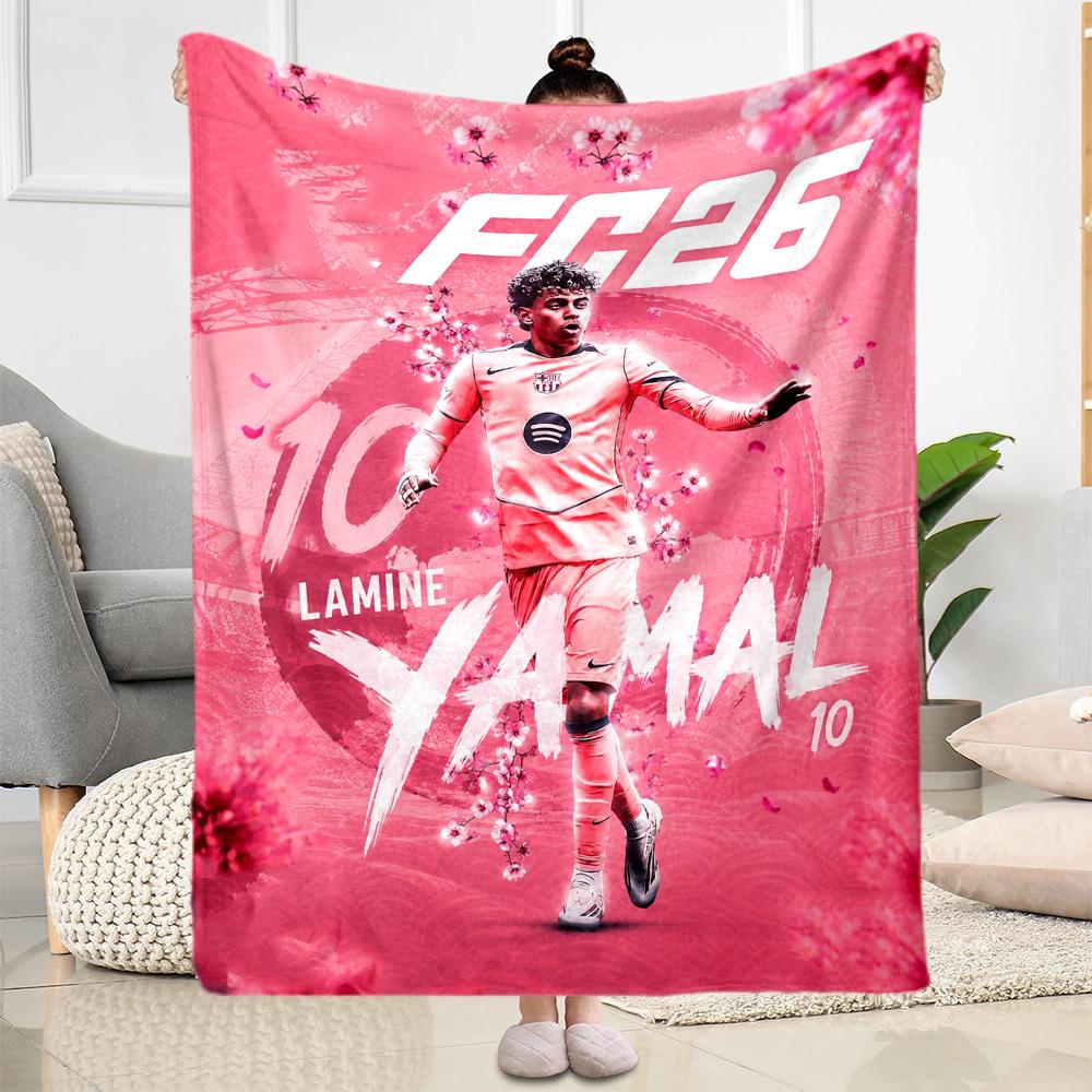 Lamine Yamal's Zukunfts-Fußball-Decke Ultra-Weich Toll für Bett Bürostuhl Büro für Alle Jahreszeiten Verspieltes Design Geburtstag Weihnachtsgeschenk Decke