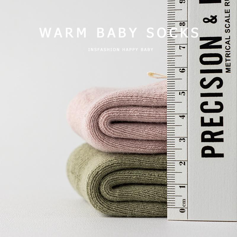 Newborn Infant Combed Cotton Flannel-Lined Mid-Calf Socks (0-3 Years) - Spring/Fall/Winter