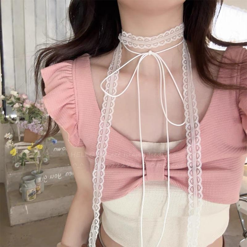 Bows, Pearl Strings, Silk Scarves, Summer Vacation Style, Atmosphere-enhancing Neckband Decoration, Hairband, Hair Ties